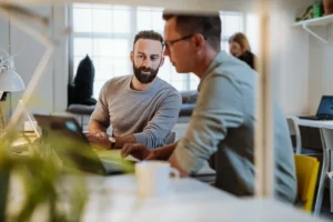 Two Students in a Library. 